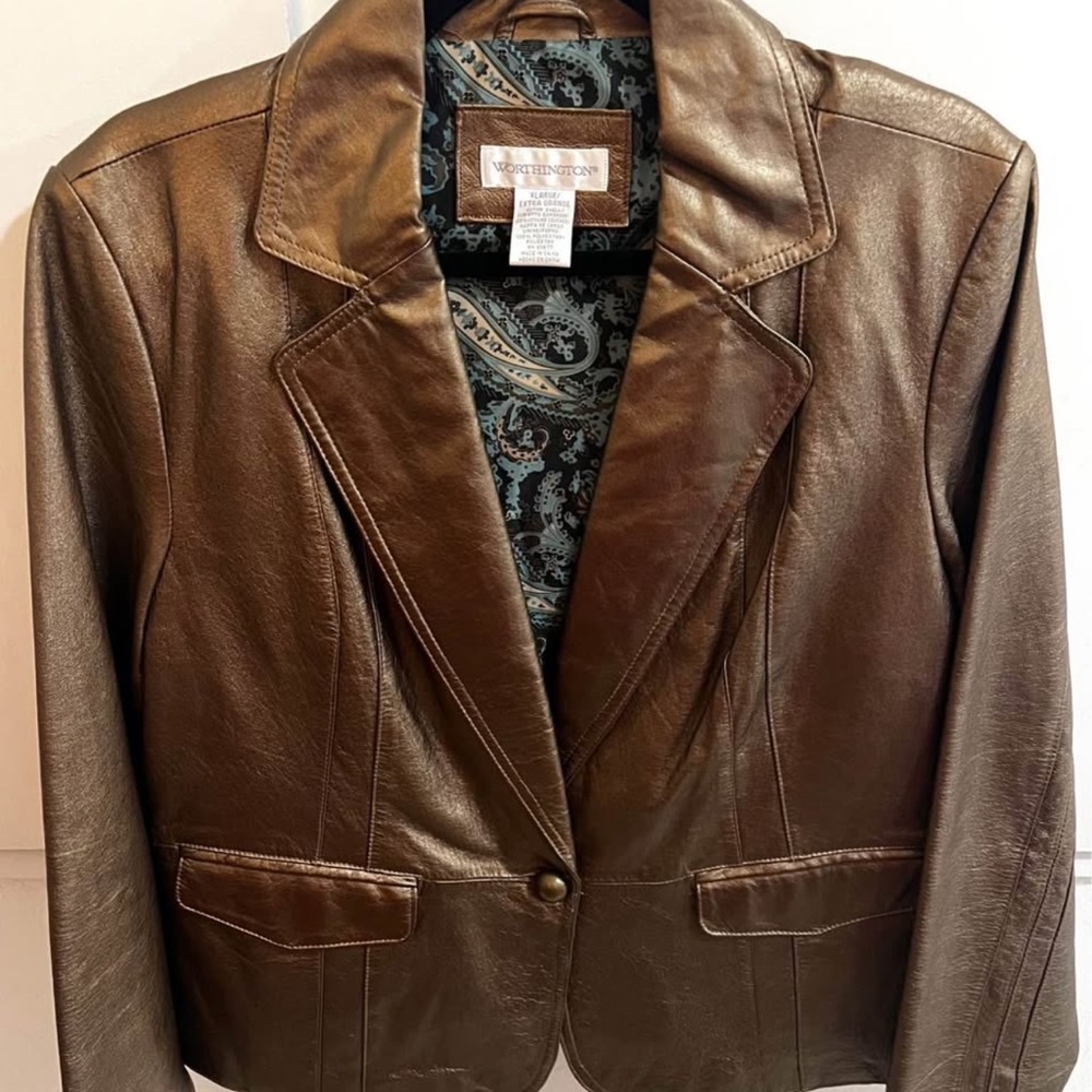 Worthington Brown Leather Blazer